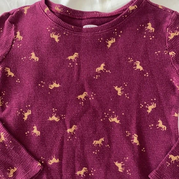 Old Navy Purple Gold Unicorn Thermal Top - Picture 3 of 5